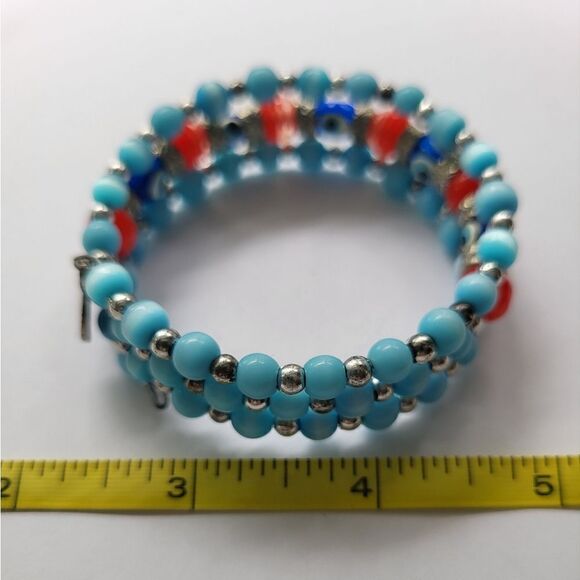 Handmade 🧿 EVIL EYE 🧿 BOHEMIAN WRIST WRAP BRACELET . - Picture 6 of 6